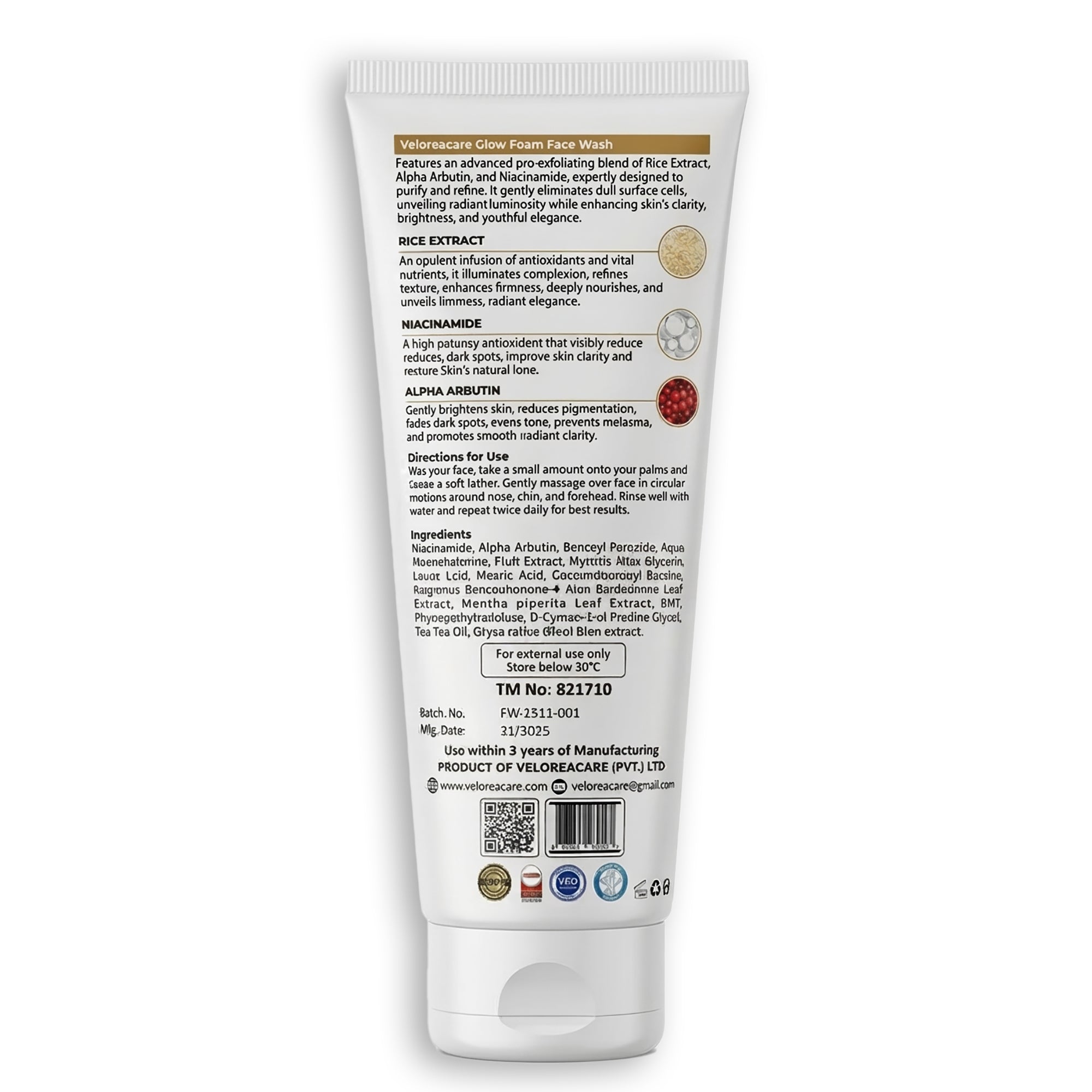 Glow Foam Rice Extract Face Wash  3.38 fl oz