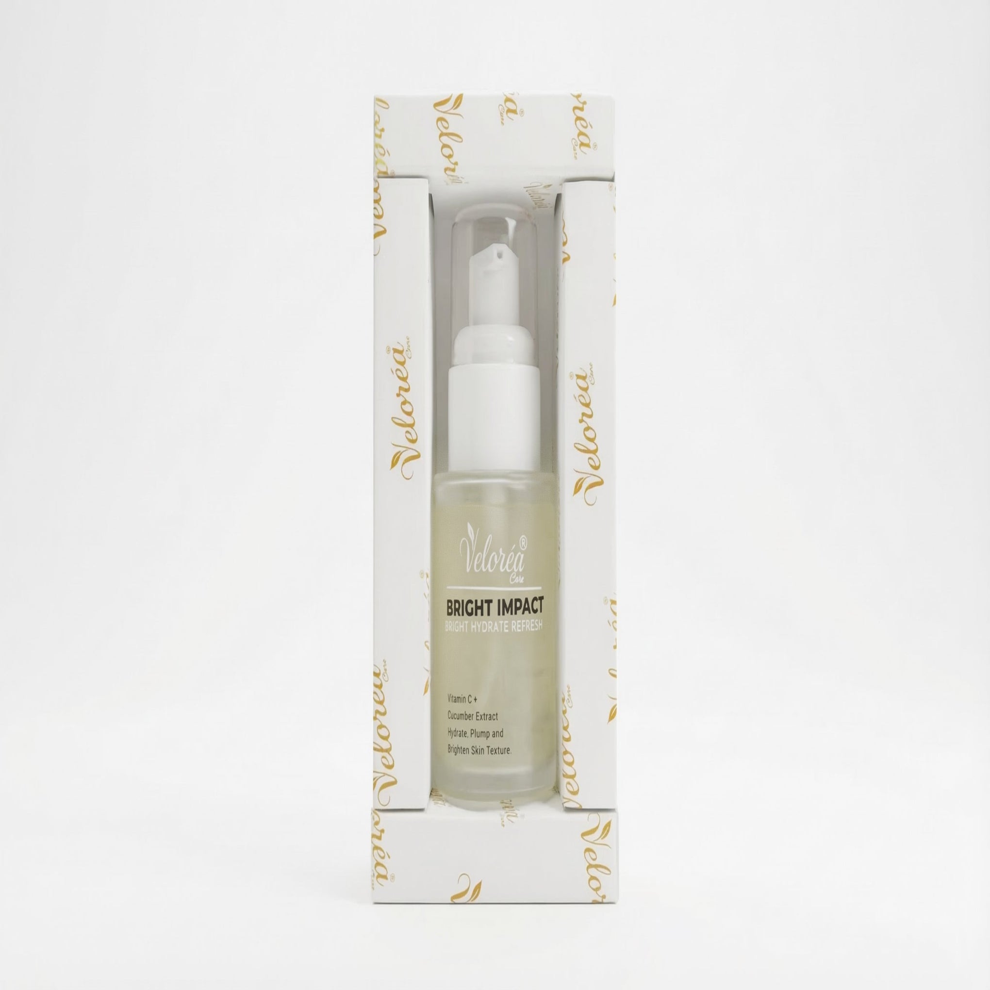 Skincare serum bottle in a decorative box on a white background